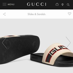 Men gucci stripe slides preowned size (US 10)